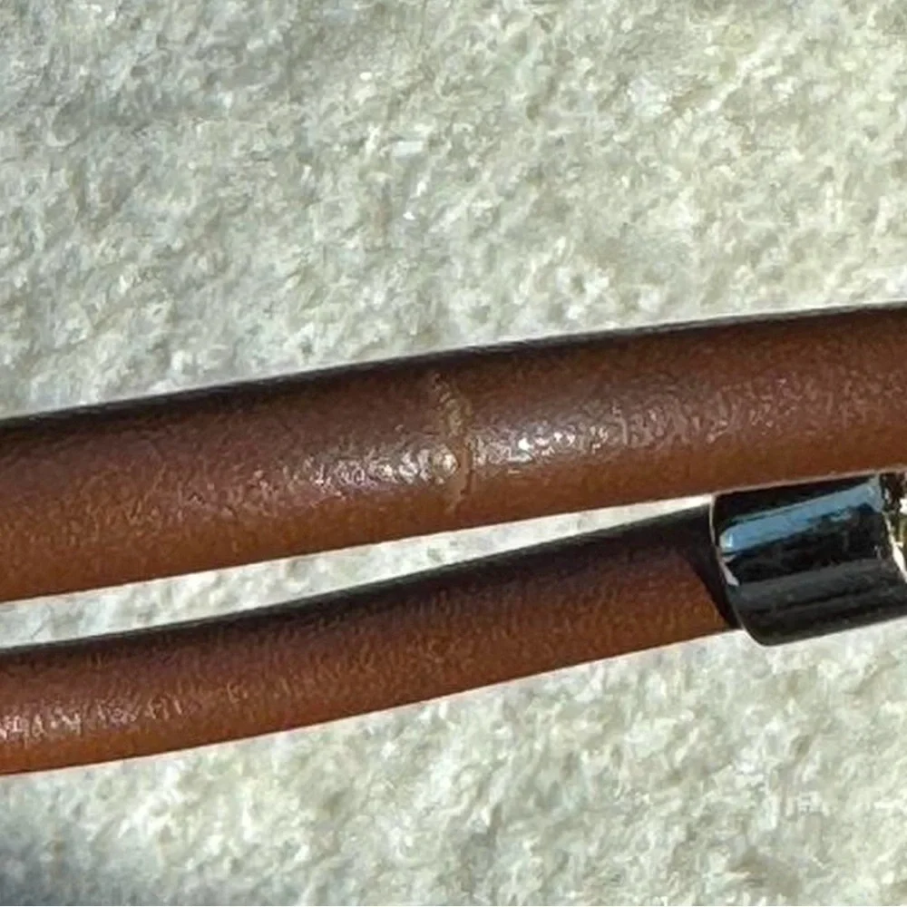 Vintage Coach Leather Bracelet Pave Signature C Charm Honey Brown Cord Gold Tone - Picture 6 of 6